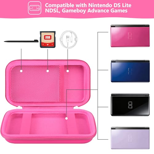 Image of Supmay Carrying Case for GAMPLAE Handheld Game for Kids, 258 Retro Video Games Portable Gaming Player Storage Holder Travel Bag with Mesh Pocket for 3 Game Cards, Earphone,USB Cable, RoseRed