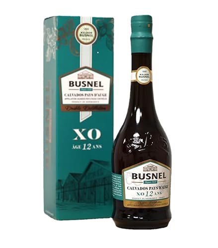 Busnel Calvados XO Pays d'Auge AOC 12 Years old - 70cl, 43% ABV - Aged At Least 12 Years in Different Types of Oak Barrels - Premium Calvados Apple Brandy Normandy (Package may vary)