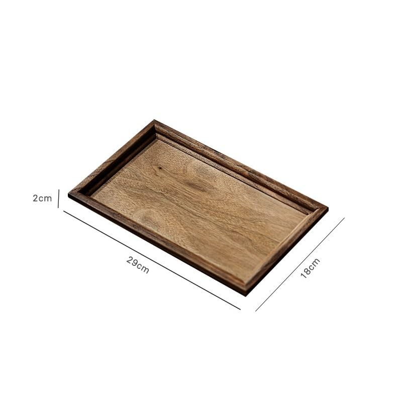 Bandeja para Servir de Nogal Negro, Bandeja Rectangular de Madera Maciza para té, Bandeja de Madera sin chapar para Aperitivos, bandejas de Mesa para Preparar té en seco, para Comer en el Regazo