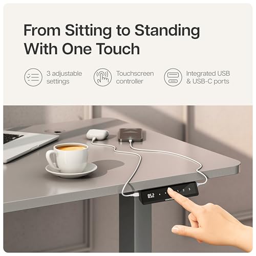 Desktronic HomePro Frame in hoogte verstelbaar bureauframe - elektrisch in hoogte verstelbaar bureau met fluisterstille dubbele motor en touchscreen - hoog draagvermogen - - Afbeelding 5