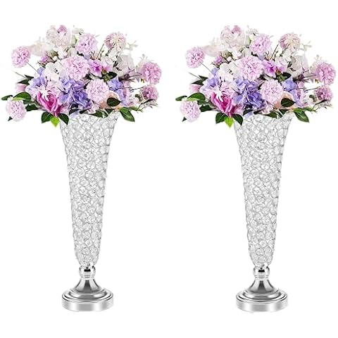 LANLONG Crystal Trumpet Vases for Centrepieces Cover