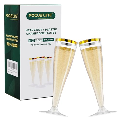 FOCUSLINE 50 Pack Plastic Champagne Flutes