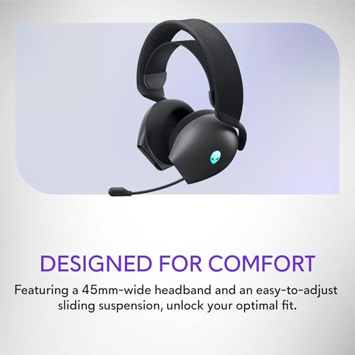 Image of Alienware Tri-Mode Wireless Gaming Headset AW725H - Wired /Wireless, Bluetooth 5.3, Audio Output - 20 Hz, Mini-Phone (3.5mm), Battery Talk Time Up to 55 Hrs (Bluetooth), Dark Side of The Moon