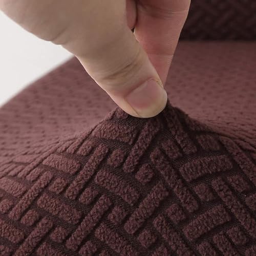 Image of House of Quirk Elastic Jacquard Chair Cover Stretch Removable Washable Short Dining Chair Cover Protector Seat Slipcover (Pack of 6, Dark Brown)