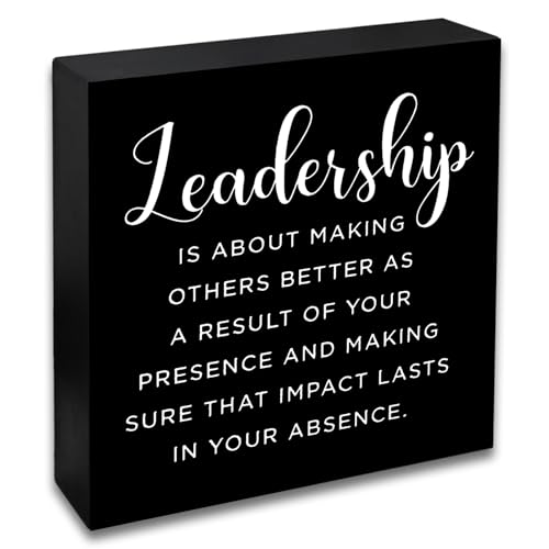 Leadership Gifts For Boss Mentor Coworker Mens Office Decor Leadership Quote About Making Others Inspirational Gifts For Men Women Desk Decor Wooden Box Sign 4.9x4.9 Inches