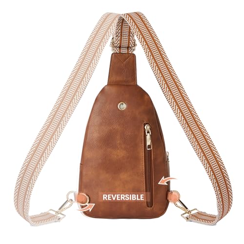 BOSTANTEN Leather Sling Bag For Women Small Crossbody Bag Fanny Pack Women Shoulder Chest Bag
