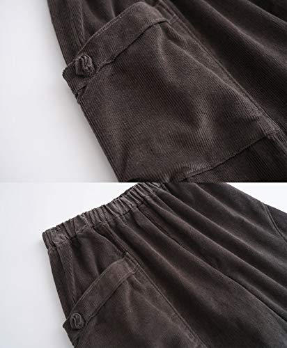 Women's Corduroy Wide Leg Pants with Unique Pockets Bloomers Trousers3