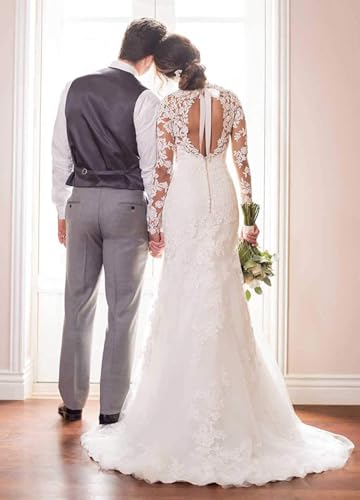 YMSHA Women's Beach Spaghetti Strap Wedding Dresses for Bride 2025 Boho Long Lace Bridal Gowns for Wedding YMS0414