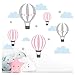 Little Deco Wandaufkleber Mädchenzimmer Heißluftballons Rosa Grau I Wandbild 53 x 34 cm (BxH) I Wolken Sterne Kinderzimmer Wandtattoo Babyzimmer DL501