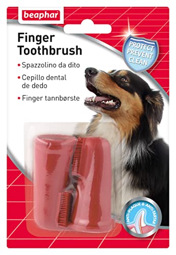 Beaphar Cepillo Dental de Dedo para Perros y Gatos -Limpieza Suave y eficaz - 2 Unidades