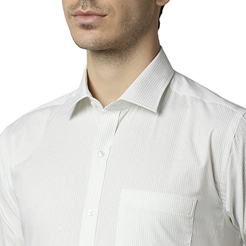 Image of Park Avenue Men's Pure Cotton Stripe Pattern Slim Fit Semi Cutaway Collar Full Sleeve Formal Shirt