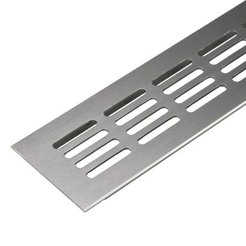 Rejilla de ventilación para puerta de acero inoxidable | Rejilla de ventilación rectangular | 300 x 60 mm | Rejilla de aluminio para calefacción – pared y mucho más | Fabricado en Alemania | 1 pieza