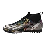 tiebaoGanar Jungen Athletische Outdoor Indoor Bequeme Fußball Schuhe Jungen Mädchen Socke Fußball Student Cleats Schuhe High Top S23057/Hei-39