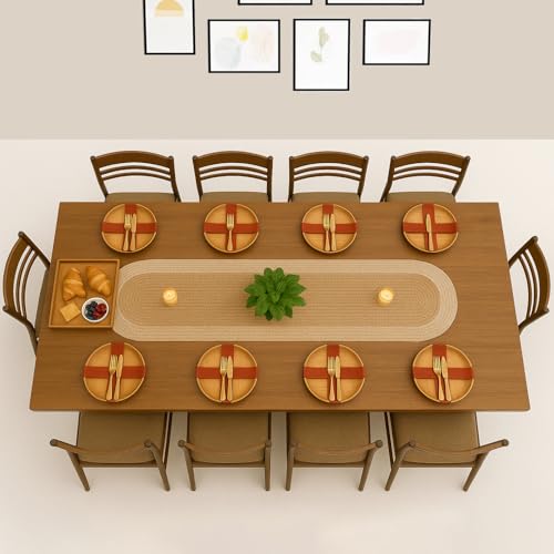 Image of Dining Table Runner for 6 Seater | Table Runners for Living Room | Cotton Runner for Centre Table | Side Table Cover | Runner for Dining | Home Center Table Runner (137 X 30 Centimeter)