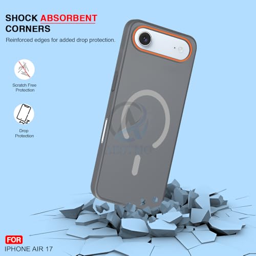 Image of AESTMO iPhone 17 Air Back Cover | Slim Hard Shell | Matte Frosted Hard Back Translucent Back Cover for iPhone 17 Air (Compatible with MagSafe Accessories, Black)