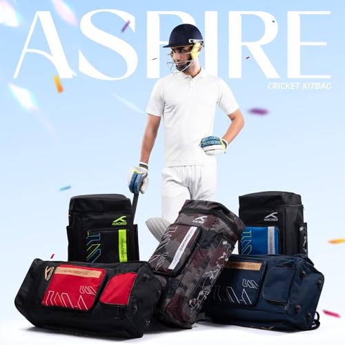 Image of Hundred Polyester Aspire Cricket Kitbag | Spacious & Durable Sports Gear Bag with Multiple Compartments | Shoe Compartment & Sturdy Zippers | Padded Straps(Navy)