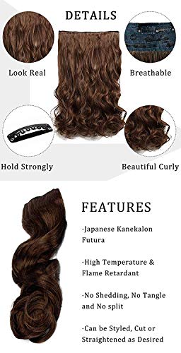 Image of Pack of 2, Stylish Dark Brown Women's Synthetic Curly Hair Extension with Bridal Hair Bun Juda Hair Extension Synthetic Curly (5 Clips Curly Natural Black Brown)