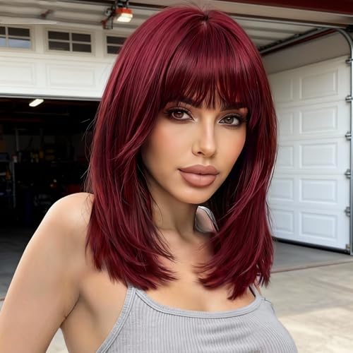 Ucubb Wig with Bangs for Women Layered Hairstyle Synthetic Heat Resistant