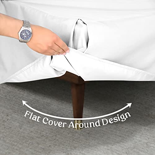 Lux Decor Collection Bed Skirt - Easy Fit Queen Bed Skirt 14 Inch Tailored Drop - Brushed Microfiber Quadruple Pleated Bed Skirt - Wrinkle, Fade, Stain Resistant (Queen, White) #TOP3
