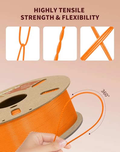 Image of DURAMIC 3D TPU Filament 1.75mm Orange, Flexible 95A, Soft TPU, 1kg Spool, + /- 0.05mm Accuracy, Orange 1 Pack