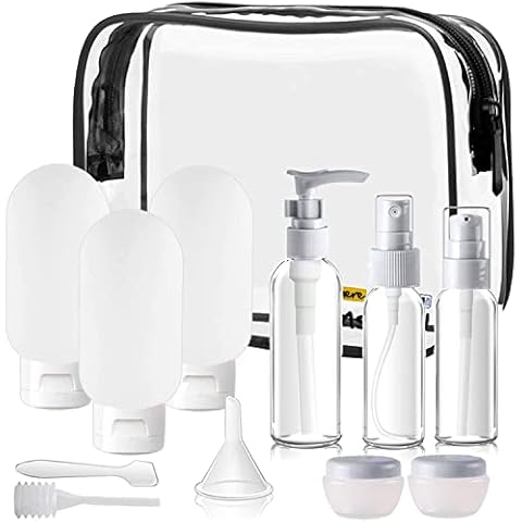 12 Pieces Travel Accessories Set, Portable Travel Bottles for Toiletries Leak Proof Refillable Squeezable Liquid Travel Size Containers with Toiletries Bag for Travel Cover