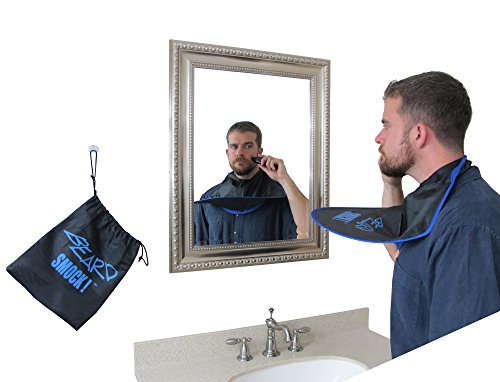 BEARD SMOCK Pop-Up Hair Trimming Catcher. Mess Free Shaving and Grooming. Faster Setup then Beard Aprons, No Suction Cups or Loose Parts, w/Draw String Pouch (Blue)
