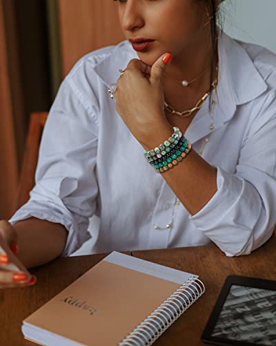 BOMAIL 5PCS Semi-Precious Gemstone Bracelet - Healing Crystal Stone Beaded Bracelets for Women Men 8mm Round Beaded Stretch Bracelets Unisex Yoga Bracelets3