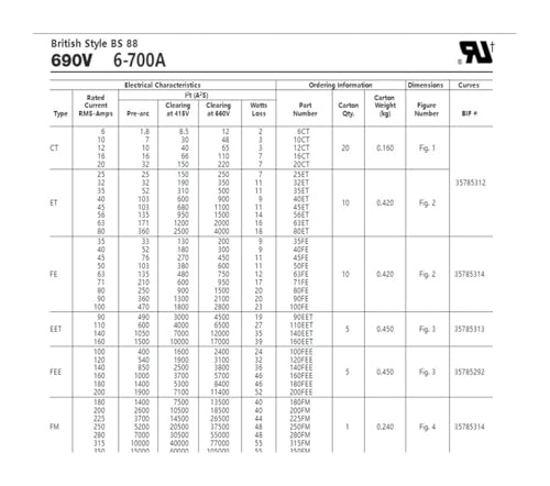 Fusibles BS88:4 690V évitez les pannes de machines industrielles avec 45FE 50FE 80FE 100FEa