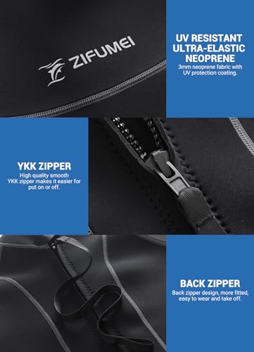 Roupa de mergulho masculina de neoprene de 3 mm – Roupas de mergulho leves com zíper nas costas, sec
