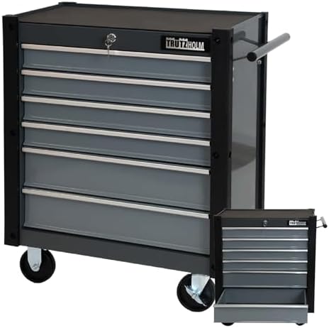 Bild 11 - TRUTZHOLM Werkstattwagen mit 6 kugelgelagerten Schubladen – abschließbar, mit Anti-Slip-Einlagen, Eckschutzleisten, 4 Rollen (2 Lenkrollen mit Bremse), Traglast 105 kg, Stahl, Schwarz-Grün