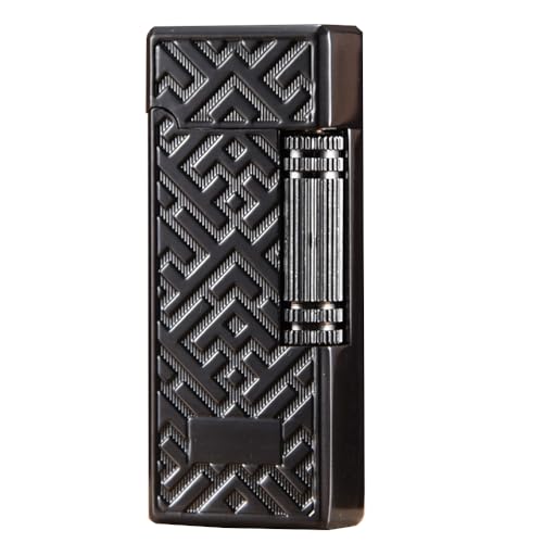 Encendedor de pedernal de metal vintage, mini encendedor de butano, llama suave (sin butano) (negro)