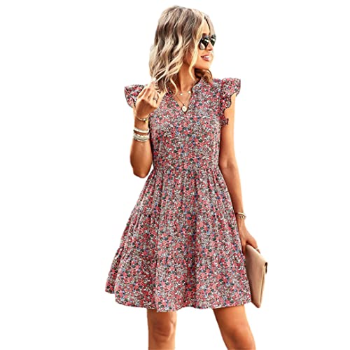 Robe courte à taille haute et col rond pour sublimer la silhouette féminine
