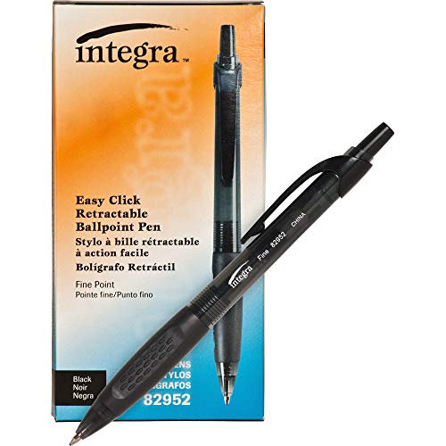 Integra Ballpoint Pen, Retractable, Fine Point, Black Barrel/Ink (Ita82952) #TOP11