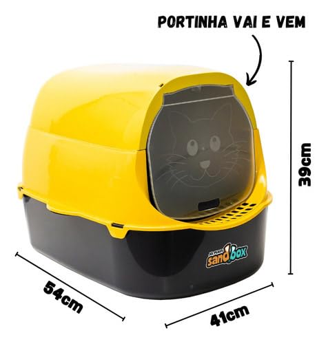 Caixa de Areia Banheiro Grande Furba Sandbox Fechada Para Gatos Amarelo