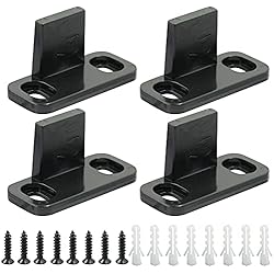 Guía de Puerta de Granero - Ajustable Puerta Corredera con Tornillos, Guía de piso Deslizante, para Puertas Correderas, Rieles, Puertas Correderas de Armario, Negro, 4 piezas