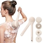 Electric Back Brush, Back Brush, Gentle Exfoliating, Charging, Long-Handled Shower Brush, Back Cream Aid for Women, Men, Seniors, Deep Cleansing for All Skin Types, Good Foam - Pink