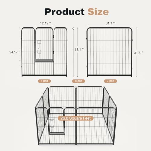 image for SMUG Heavy-Duty Iron Dog Playpen – 8 Panel 32” Durable, Rust-Resis
