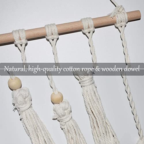Image of ecofynd Cotton Photo Display Wall Hanging Picture Organizer, Boho Aesthetic Home Decor with 20 Wooden Clips, Bohemian Frame for Bedroom Living Room Decorative Items (BH006)