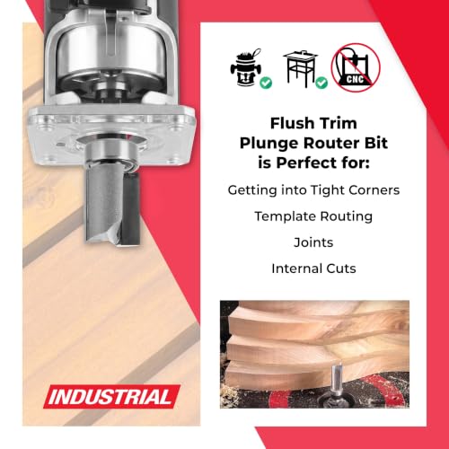 Image of Amana Tool - 45464 Carbide Tipped Flush Trim Plunge Template 3 /4 Dia x 1 inch 4 Shank