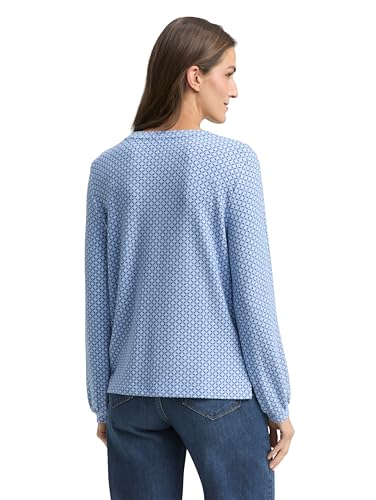 Tom Tailor Damen 1044923 Longsleeve T-Shirt, 39268 - Blue Graphical Minimal, M EU – Ansicht 3