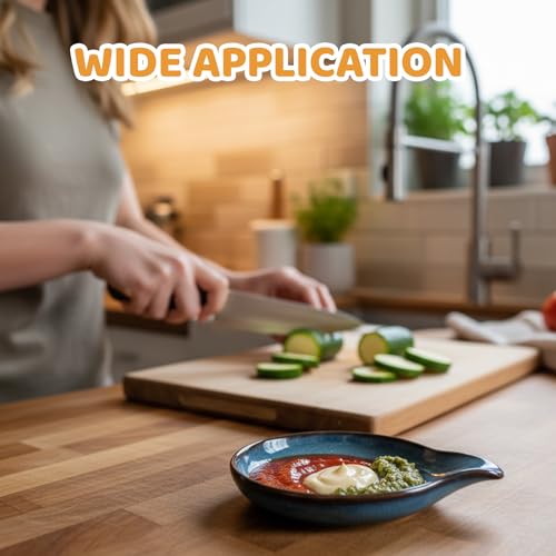 Diameter 13 CM Spoon Rest, Ceramic Spoon Rest with Spiral Design, Handcrafted Glazed Spoon Holder Spoon Holder, Heat-Resistant and Dishwasher Safe, Kiln Turning Blue - Image 5
