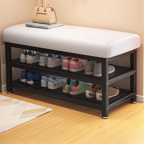Scarpiera con seduta imbottita, ideale per organizzare le scarpe in ingresso e soggiorno, migliora l'arredamento della casa