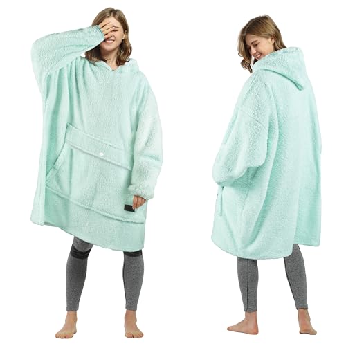 Tirrinia Oversized Wearable Blanket Hoodie – Sherpa Fleece Adult