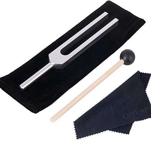 QIYUN Tuning Fork, 512 Hz Tuning Fork with Silicone Hammer and Cleaning Cloth, Aluminum Alloy Professional Instrument
