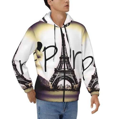 Sweat à capuche homme Tour Eiffel Paris 2025 veste zippée aux finitions soignées pour l'automne