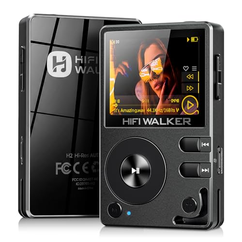 HIFI WALKER H2 HiFi MP3 Player with Bluetooth, Lossless DSD DAC FLAC, High Resolution Music Player, Portable Audio Player with 128GB Memory, Supports up to 512GB