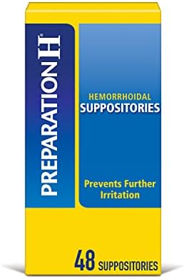 PREPARATION H Hemorrhoid Symptom Treatment Suppositories, Burning, Itching and Discomfort Relief (48 Count)