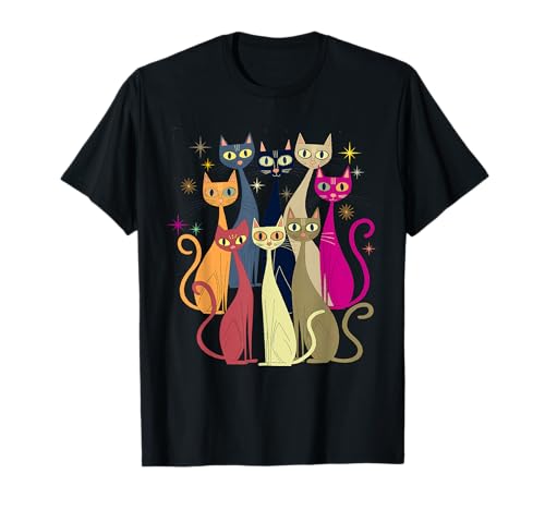 Cat Vintage Retro Mid-Century Modern Look Cats 50s 60s Style T-Shirt