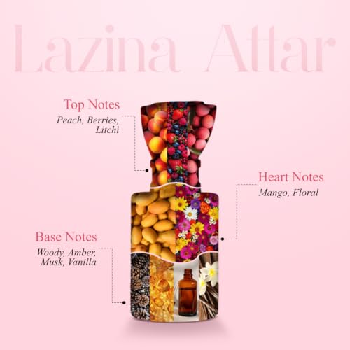 Image of Adilqadri Lazina Attar Roll-On for Men & Women | Non-Alcoholic Long-Lasting Fragrance | Mango, Floral, Woody, Amber, Musk & Vanilla Notes | Premium Attar Perfume | 5.5ML Pack