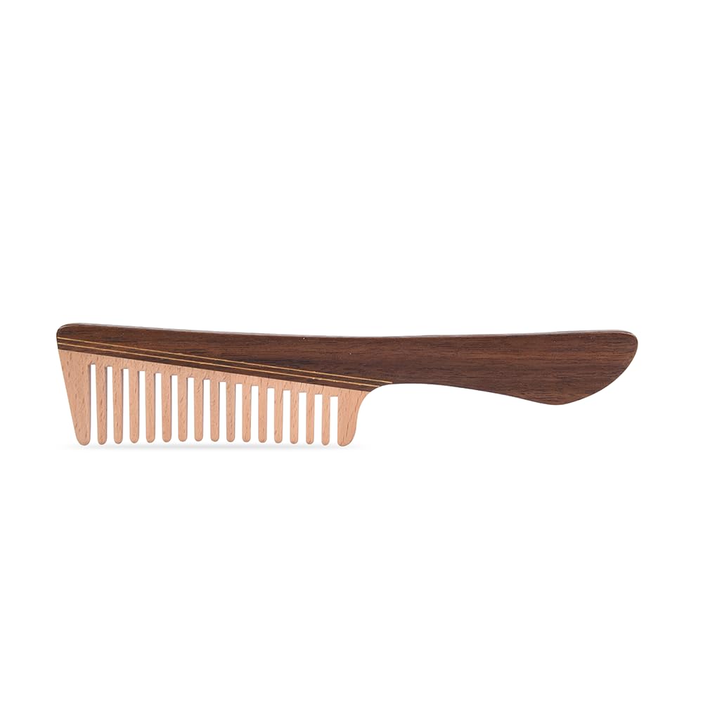TAN MUJIANG Clear Mind - Pettine in legno con manico | Pettine grande da 215 mm | Design per capelli lunghi | Rituale di toelettatura consapevole
